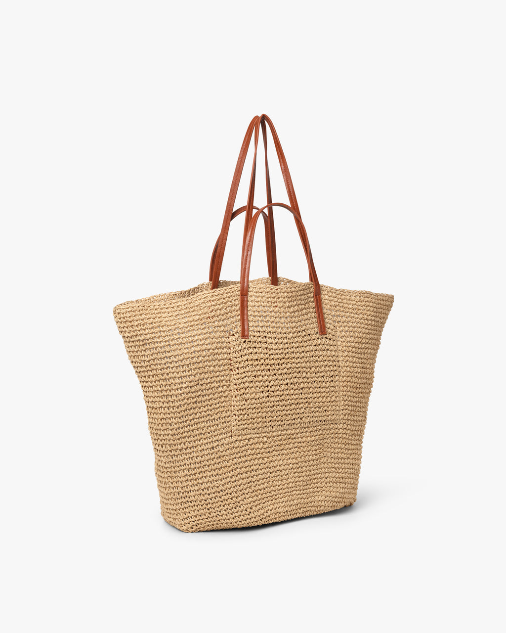Large Natural Straw Skuldertaske