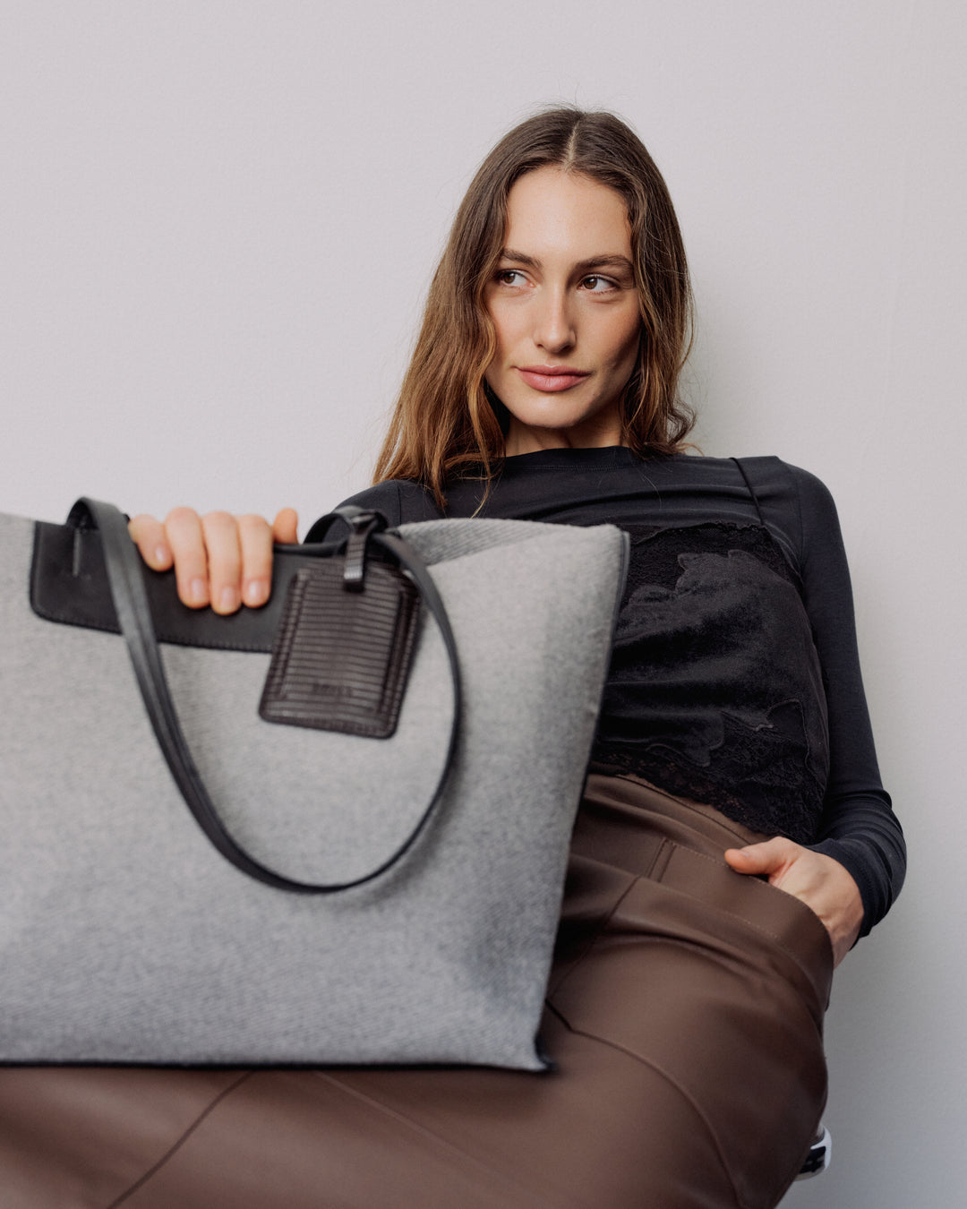 Medium Structured Wool Work Bag