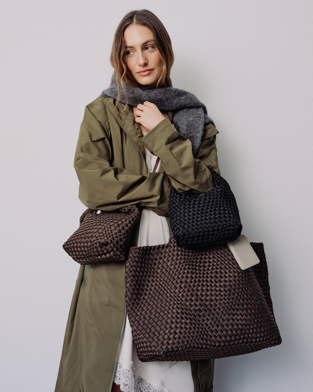 Large Hand-Braided Neoprene Shoulder Bag