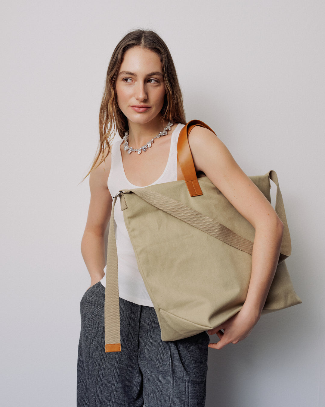 Medium Cotton Canvas Crossbody Bag